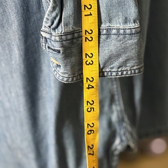 Express Denim Midi Roll Tab Long Sleeve Dress Blue Size Large - Picture 10 of 14